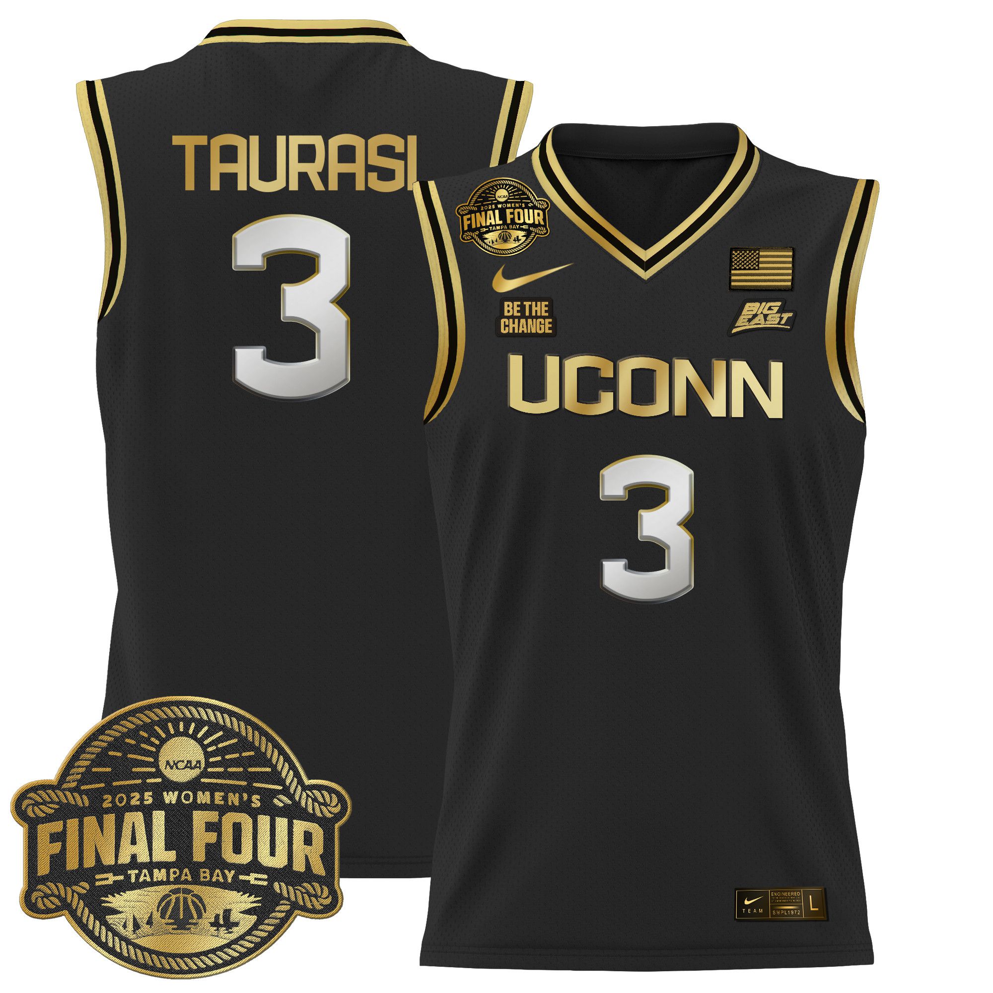 Men UConn Huskies #3 Taurasi Black Nike 2025 Big Eat Final Four Patch Lightweight Basketball NCAA Jersey